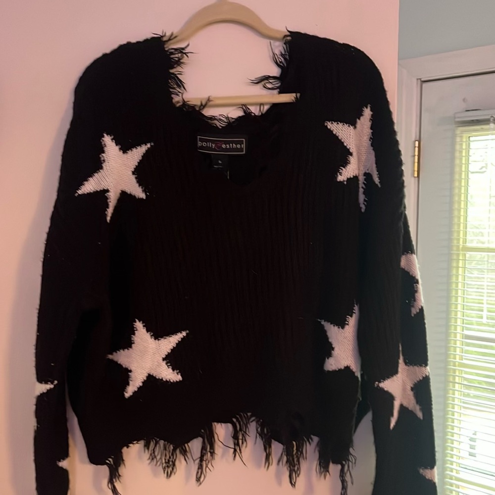 Black Star Fringe Sweater